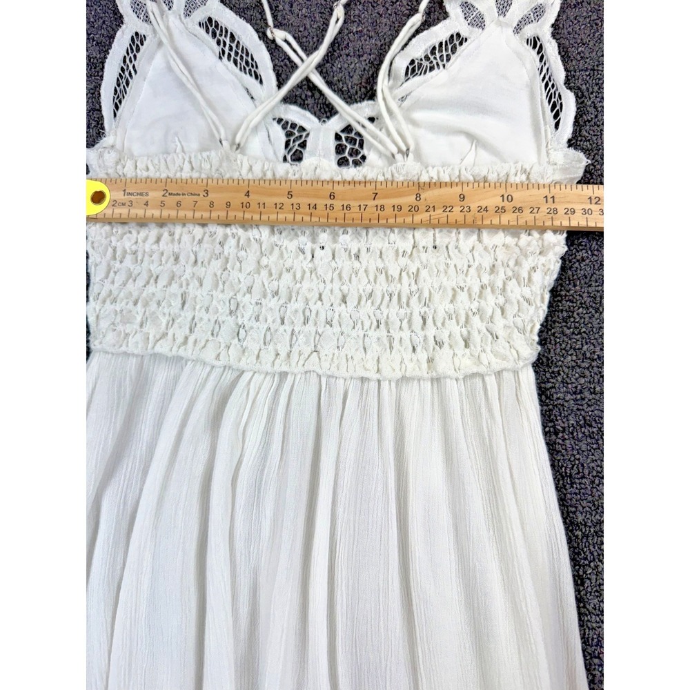 Free People One Adella Slip Dress crochet lace handkerchief hem charcoal size XS - Picture 7 of 9